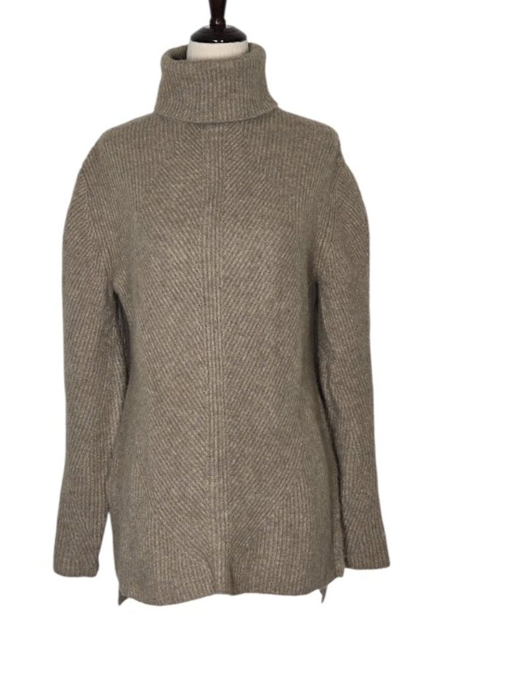 SWEET ROMEO Women's S Heather Latte Soft Ribbed Turtleneck Tunic Sweater NWT